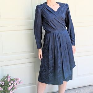 gorgeous ARGENTI navy silk midi dress S